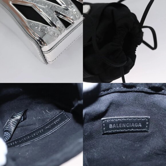 BALENCIAGA Neophone Holder Shoulder Bag Enamel Silver 660787 Auth 110436AV - Picture 15 of 15